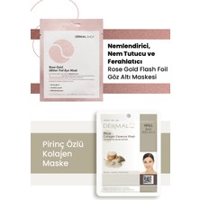 Dermal 3 Katmanlı Rose Gold Göz Maskesi Ve Arındırıcı, Nemlendirici Ve Ton Eşitleyici Pirinç Özlü Kolajen Maske Seti