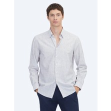 Kip Açık Lacivert Düz Regular Fit Dokuma Casual Pamuk Karışımlı Gömlek