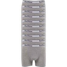 10 Adet Feelline Gri Pamuklu Doğal Likralı Erkek Boxer