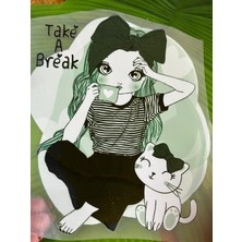 Gönülden Tasarım 24X18 cm Ütü Ile Yapışan Kız ve Kedi Transfeer Baskı Arma