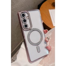 Nezih Case Samsung Galaxy A57 Uyumlu Taşlı Magsafe Şarj Özellikli Kamera Korumalı Simli Kılıf