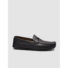 Cabani Siyah Tokalı Erkek Loafer Deri Ayakkabı Kaymaz Kauçuk Taban ile Şık ve Rahat