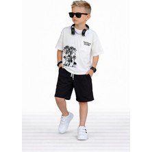 Bambam Erkek Çocuk Tropical  Baskılı 2li Şortlu Takım -116731 Siyah