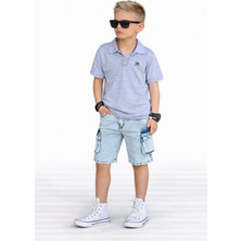 Bambam Erkek Çocuk Polo Yaka Tişörtlü Şortlu Takım-23021 Gri