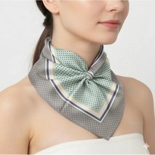 Tarzını Seç Gri Şerit Puantiyeli Fular / Bandana / Aksesuar 48X48 cm