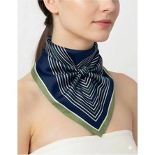 Tarzını Seç Lacivert V Çizgi Fular / Bandana / Aksesuar 48X48 cm