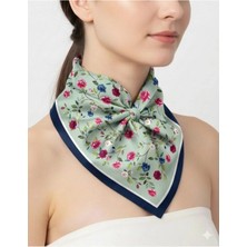 Tarzını Seç Lacivert Gül Fular / Bandana / Aksesuar 48X48 cm