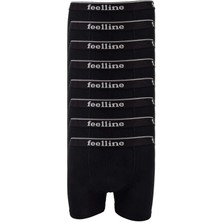 8 Adet Feelline Siyah Pamuklu Doğal Likralı Erkek Boxer