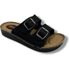 Leman 8617-26 Deri Anatomik Çift Bantli Kadın Terlik