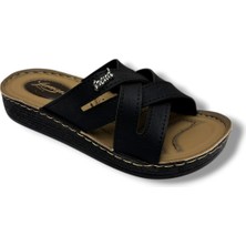 Leman 8619-26 Deri Anatomik Çapraz Bantli Kadın Terlik