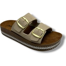 Polen 1005-26 Nakışlı Taban Anatomik Çift Tokalı Kadın Terlik