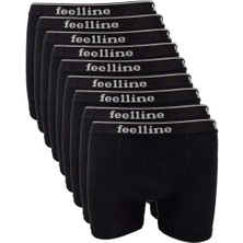 9 Adet Feelline Siyah Pamuklu Doğal Likralı Erkek Boxer