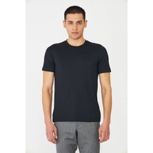 White Stone Siyah Bisiklet Yaka Basic T-shirt