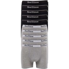 10 Adet Feelline Siyah ve Gri Pamuklu Doğal Likralı Erkek Boxer