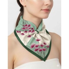 Tarzını Seç Yeşil Ginkgo Fular / Bandana / Aksesuar 48X48 cm