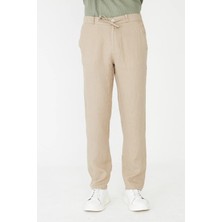 White Stone Açık Bej Bağcıklı Rahat Kesim Erkek Jogger Pantolon