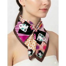Tarzını Seç Kahverengi Queen Fular / Bandana / Aksesuar 48X48 cm