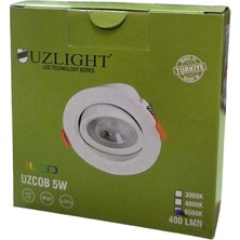 Uzlight Sectron 5ADET Uzcob 5W Plastik LED Spot Hareketli Beyaz Işık 6500K Delik Çap 70MM