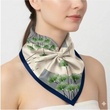 Tarzını Seç Lacivert Ginkgo Fular / Bandana / Aksesuar 48X48 cm