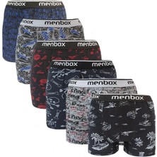 6 Adet Likralı Erkek Boxer Karışık Desenli Pamuklu