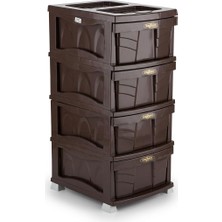 Sağlam Plastik Elegant Düz Komidin (4 Çekmeceli Sebzelik) Kahverengi