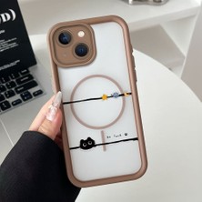 Ucuc iPhone 15 Uyumlu Manyetik Halkalı Yarı Sayda Mat Kamera Koruma Anti-Darbe Silikon Kılıf