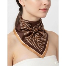 Tarzını Seç Kahverengi V Çizgi Fular / Bandana / Aksesuar 48X48 cm
