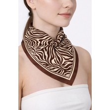 Tarzını Seç Kahverengi Zebra Fular / Bandana / Aksesuar 48X48 cm