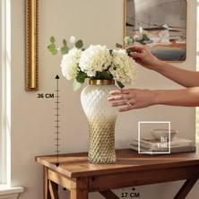 İki Yedi Konsept Biafra Karo Desenli Cam Vazo Dekoratif Şık Vazo Salon Konsol Masa Üstü Ev Ofis Dekoru El Işçiliği