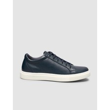 Cabani  %100 Hakiki Deri Lacivert Bağcıklı Erkek Sneaker