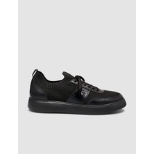 Varen Cabani Erkek Triko Detaylı Günlük Siyah Sneaker Ayakkabı