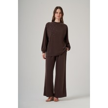 Nuss 1076 Kristal Taş Detaylı Tunik Pantolon Modal Takım