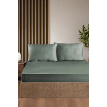 First Choice %100 Pamuk Saten 200 Tc (80 Tel) Lastikli Çarşaf Seti Su Yeşili
