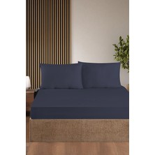 First Choice %100 Pamuk Saten 200 Tc (80 Tel) Lastikli Çarşaf Seti Koyu Mavi