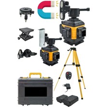 Moonshop Pro Alman Kaucuk 360° 16 Köşe Otomatik Hizalamalı Çizgili Lazer Tripot Ayak Hediyeli.