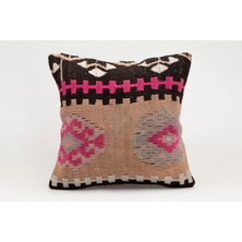 Kilim Wholesale El Yapımı Kilimden Yapılmış Vintage Kırlent Kılıfı, Yün, 40X40 cm