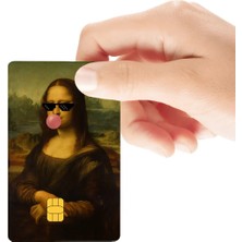 Huggy Craft Mona Lisa Sakızlı Gözlüklü Mizahi Temalı Parlak Kredi/banka Kart Kaplama Sticker
