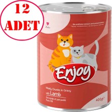 Enjoy Kuzu Etli Kedi Konservesi Sos Içinde Et Parçacıklı 400 gr 12 Ad