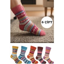 Kardeşler Çorap Kadın Lambswool Yün Kışlık Kalın Soket Çorap 6'lı Paket
