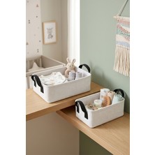 Beyaz Banyo Düzenleyici Sepet Dekoratif Çok Amaçlı Organizer Kutu 30X22X10