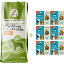 Kito Yetişkin Köpek Maması 15 kg + Balık Etli Kito Fresh (Levrek)  x 6