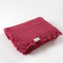 Tiny Lamb Brighton %100 Organik Pamuktan 4 Katlı Vişne Renk Müslin Battaniye 100X120cm