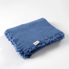 Tiny Lamb Brighton 100X120CM Organik 4 Katlı Mavi Renk Müslin Battaniye