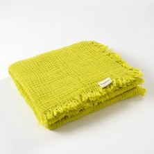 Tiny Lamb Brighton Fıstık Yeşili Renk %100 Organik Pamuk 4 Katlı Müslin Battaniye 100X120cm - Pamuk Müslin