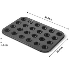 Chavin Karbon Çelik 24 lü Mini Muffin Tartolet Cupcake Kek Pişirme Kalıbı cin801sy