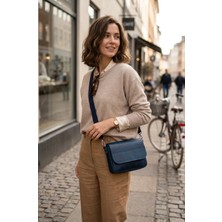 Oh Deer Leather Hakiki Frisco Deri Omuz & Çapraz Askılı Çanta – Minimal Günlük Kullanım – Mavi