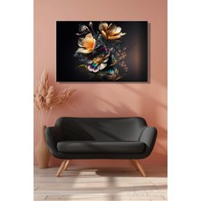 Şehber Modern Duvar Tablosu Yatay Kanvas Tekli Salon Mutfak Yatak Odası Ofis Soyut Çiçek Tasarım