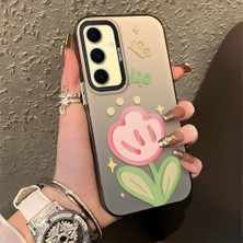 HONTINGA Samsung Galaxy S24 Fe ile Uyumlu Kılıfı Silikon Kenar Sert Arka Düşüme Önleyici Basitlik Anti Düşme Kamera Korumali Çiçek Desen Telefon Kılıfı Kadın ve Erkek Için Uygundur K1-0860
