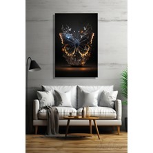 Şehber Modern Duvar Tablosu Dikey Kanvas Tekli Salon Mutfak Yatak Odası Ofis Kristal Kelebek