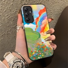 HONTINGA Samsung Galaxy A34 ile Uyumlu Kılıfı Silikon Kenar Sert Arka Düşüme Önleyici Basitlik Anti Düşme Kamera Korumali Gökkuşağı Desen Telefon Kılıfı Kadın ve Erkek Için Uygundur K1-0853